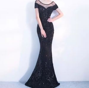 Sequin Black Evening Gown